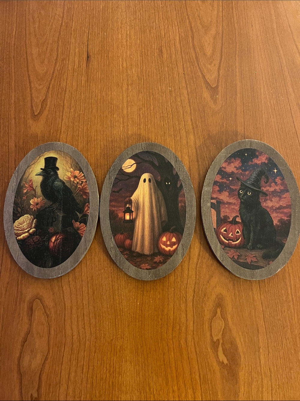 2026 Target Bullseye Black Cat, Raven, Ghost Halloween Wood Decor Trio Wall Art